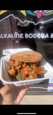 Fried Oyster Chk'n griddle with Greens