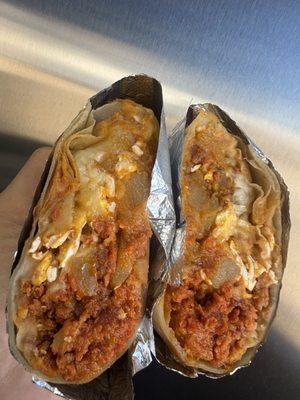 Customer Favorite :
Chorizo, Egg, Potatoes, Cheese and Beans