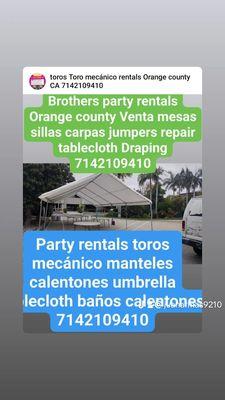 Brothers party rentals Orange county 7142109410
