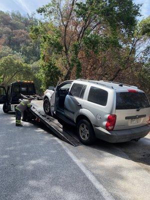 Our car getting towed !