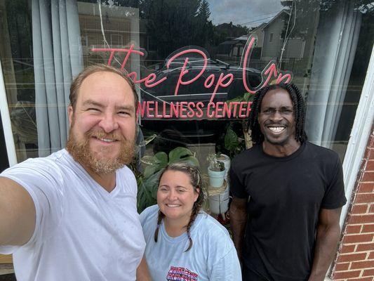 Owner. Keith Simmonds (right), with our "FitFam" training team - myself (Cristina Naha) & Riley Schiro