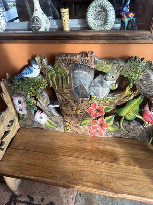 Beautiful bench in the entry way. There is one on each side.