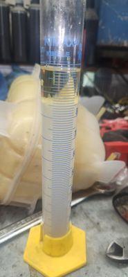 From dealership service department showing mostly water in tank