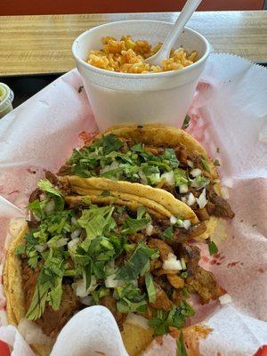 Pastor Taco, Horchata, and rice