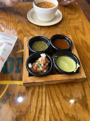The salsas that came with chips.