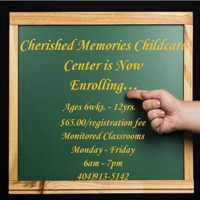 We are enrolling all ages from 6 weeks until 12 yrs.
