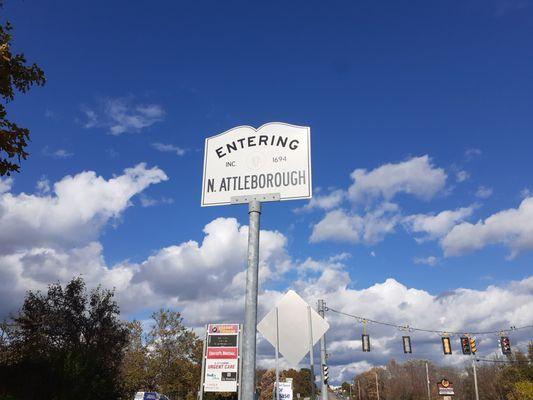 Entering North Attleborough from Attleboro with the End Reduced Salt sign.