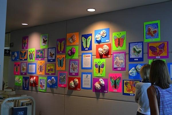 Pre K Butterfly projects on display at the Northside Library