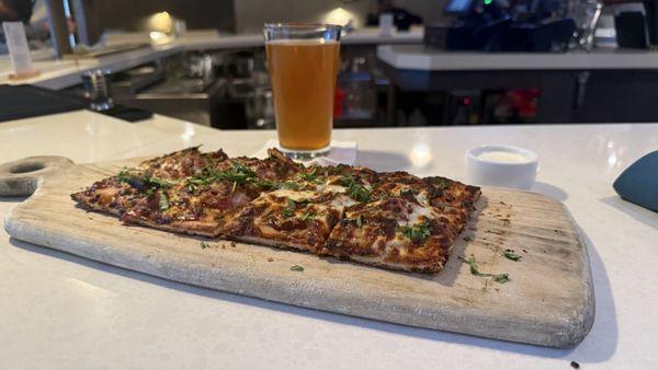 BBQ chicken flatbread, and a Coronado Orange Wit.