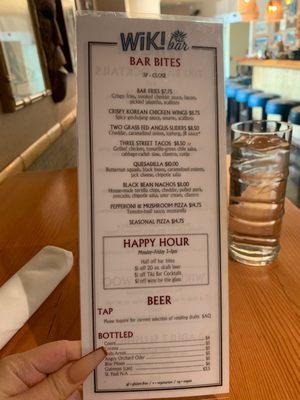 Happy Hour menu
