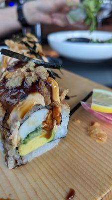 Dirty girl (front); spring rolls (background)