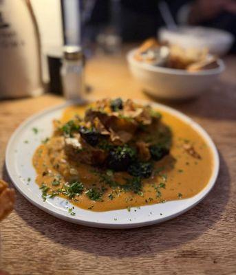 The special. Chicken, duck and pork stuffed with mushrooms, pistachio and herbs wrapped in puff pasty and sliced. OUTSTANDING!