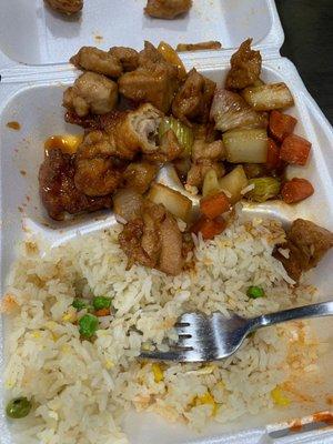 Dry Taso chicken and tasteless fried rice and celery chicken, not kong pao chicken...