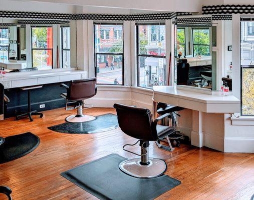 Inside Barber Chairs w/ View of Castro St.
