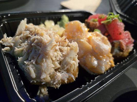 Inari (crab, creamy scallops, seared tuna)