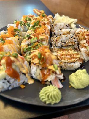 Left spicy Latina Middle panther roll Right rock and roll