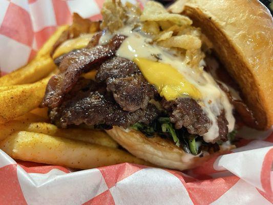 Double patty cheeseburger combo. YUM!