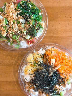 Two customized poke bowls