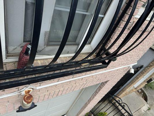 Exposed white wires.