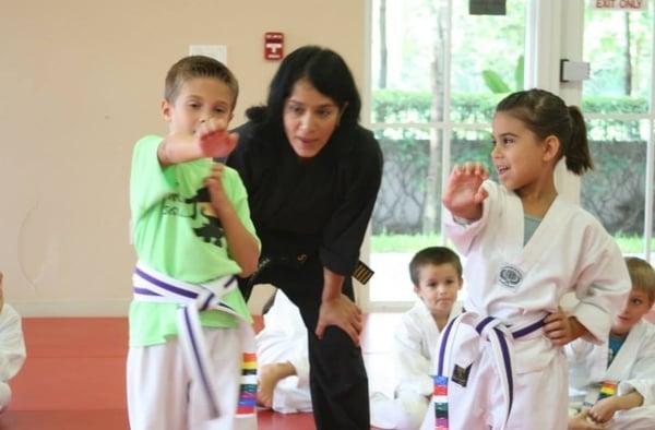 Master Sonia Mendez teaching the Basic SKILLZ class for 5 & 6 year olds