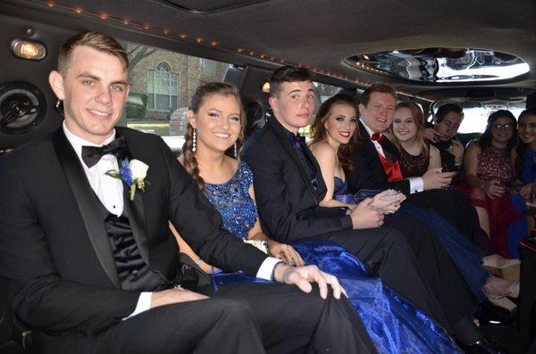 12 Teens all fit in this stretch limo.