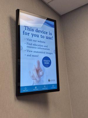 Touch Screen from Silver Pine Medical Group are in all Exam Rooms with helpful information. 1/5/2026