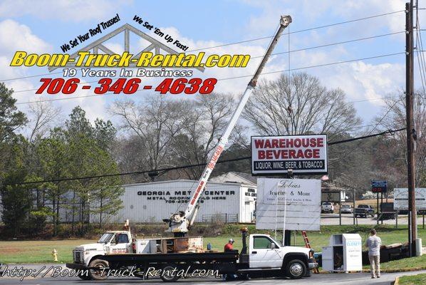 Doing some sign work today with Phillip Anderson, Anderson Signs, Cody, Tim Llewellyn at Randolph Liquors RomeCrane.com