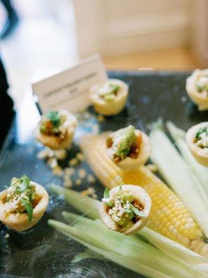 Chicken Poblano Tamale Bite hors d'oeuvre by Limelight Catering. (Photo by Olivia Leigh Photographie)