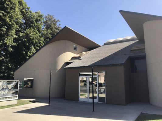 Finished building,over wood siding.