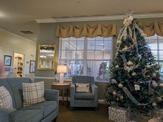 View of Christmas in living room