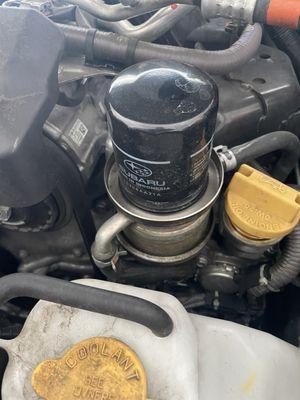 Shows that Subaru changed the oil last.