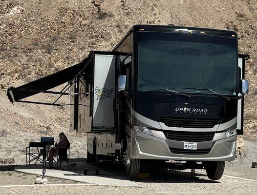 our unlevel temper and the only available campsite. All the rest are quite level.