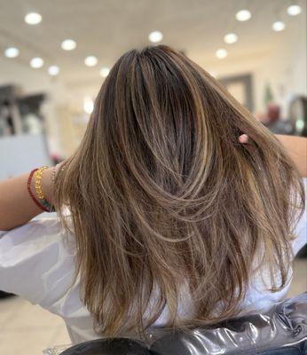 Layered hair cut & Balayage