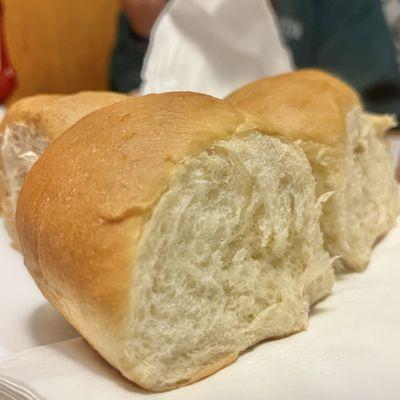 White rolls, hot out of the oven.