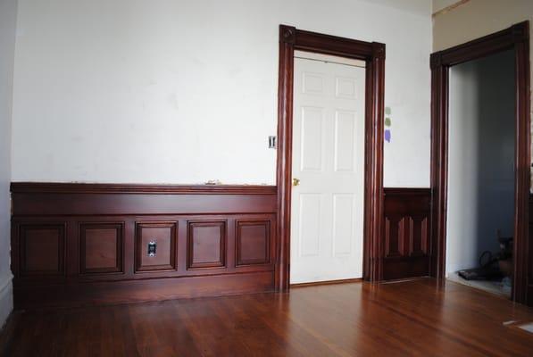 A different wall in a Berkeley homw. Redwood woodwork.