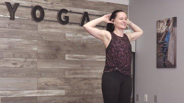 Owner Summer Sides, teaching a CounterFlow Yoga class inside the studio for our virtual onDemand studio, GXunited.TV.
