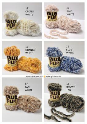 Faux Furn Yarn in Fun and hard to find colors.
https://www.guchet.com/guchetyarns/faux-fur-yarnbyguchet