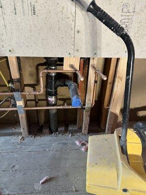 Relocated bathroom fixer to accommodate new vanity.