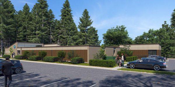 View from parking lot of the Dr. Laurence M. Russell, Jr. Campus at Phillips-Barber in Lambertville.