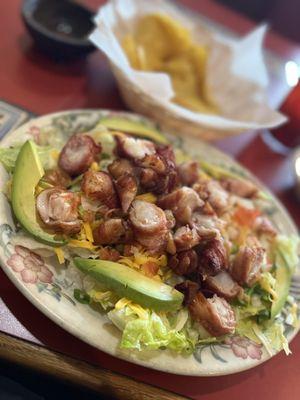 Shrimp bacon wrapped salad.