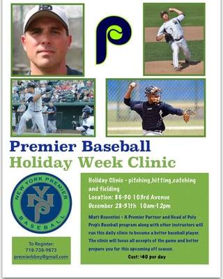 Holiday Clinic - #premier #baseball #clinic #phenoms #indoorbattingcages www.premierbbny.com