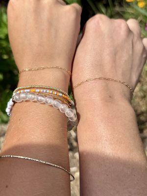 Permanent jewelry - gold paperclip style bracelets