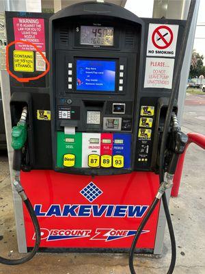 Selections available at the pumps. All gasoline has Ethanol in it. All pumps offer the same selections.