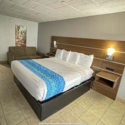 The comfortable clean king bed