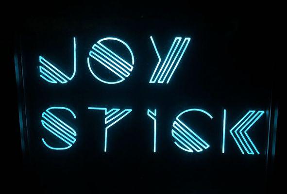 Lit sign at night