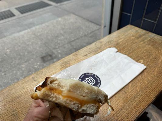 Inside grilled cheese. Needed to be cooked longer. But so good