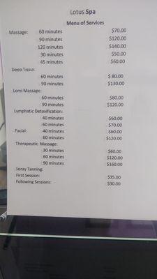 Price list