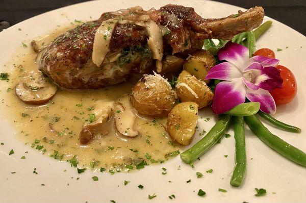 Stuffed Pork chop (stuffed w/prosciutto, fontina cheese, & spinach)