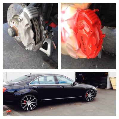 Mercedes S550 goes with red calipers! What a difference!
