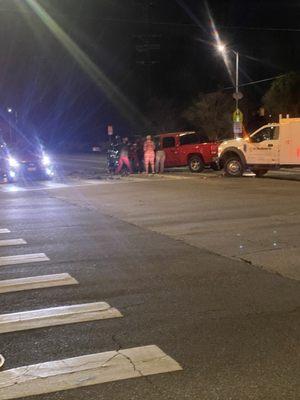 R.F Macdonald driver makes a left turn oncoming traffic and plows right into the Red Truck Shoup and Sherman Way 21 March 2025 at 6:00am